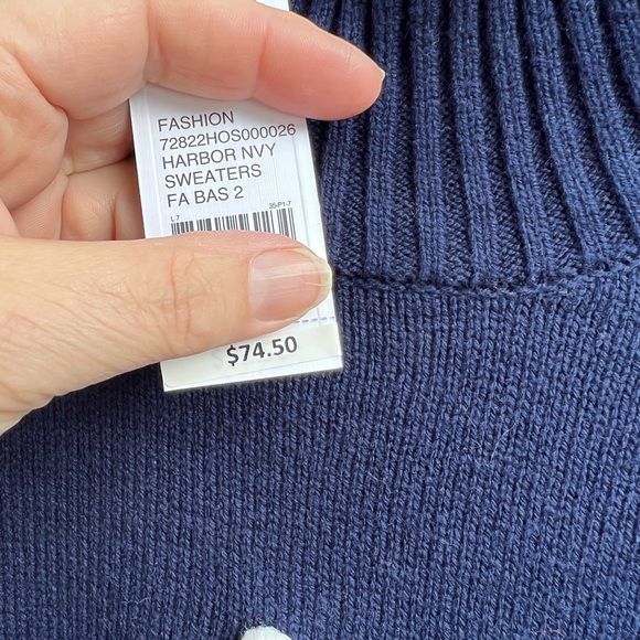 NWT Crown & Ivy Fun Navy 3D Dot Multicolored High Neck Long Sleeve Sweater - Picture 7 of 7